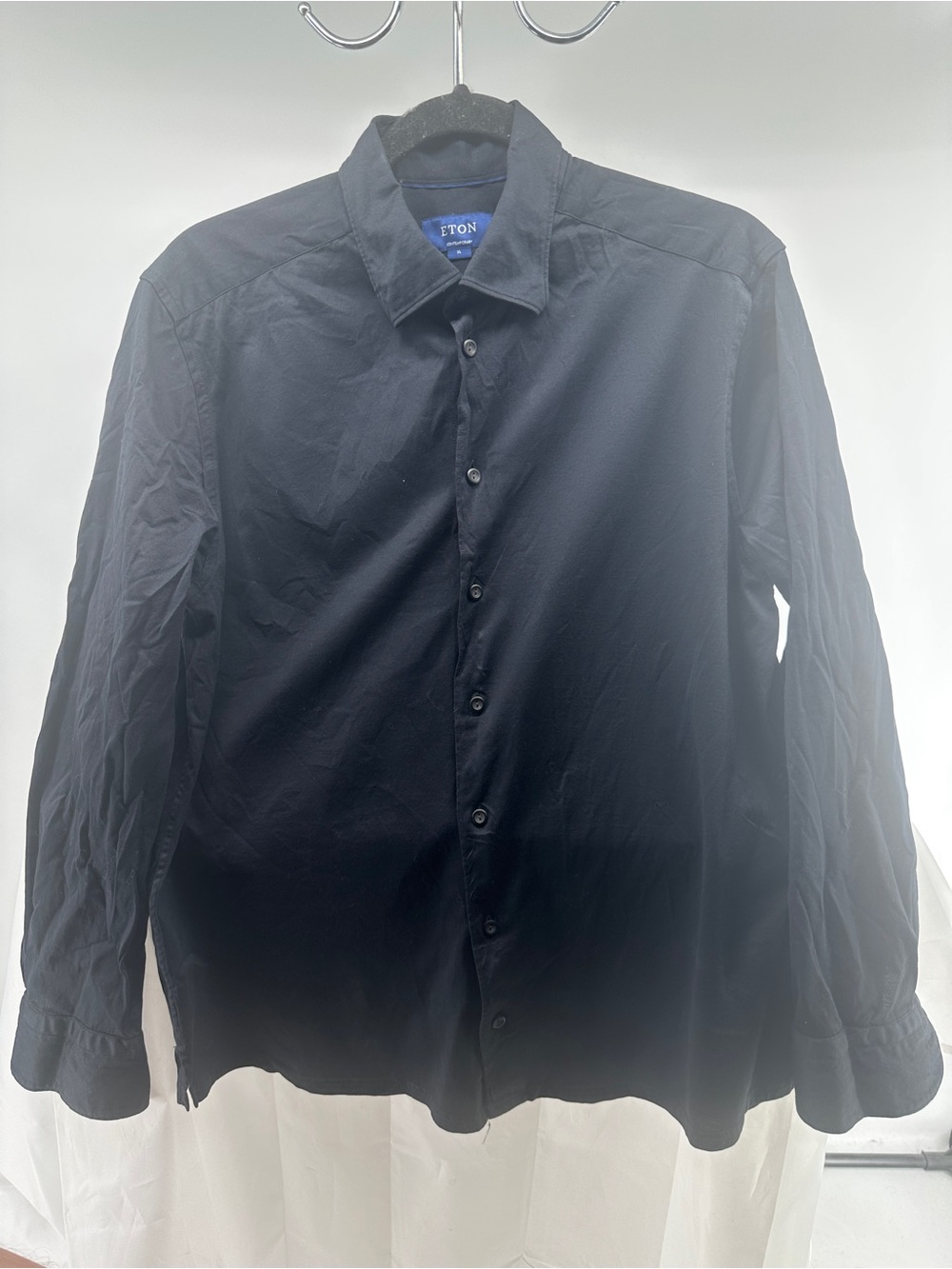 Eton black cotton contemporary button down shirt